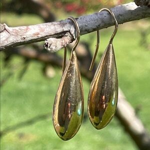 Sterling Italy Silver Gold Plated Teardrop Dangle Earrings - Polished Silver